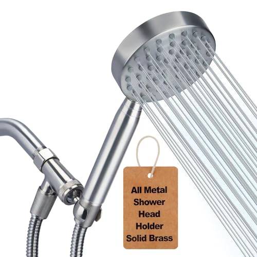 All Metal Shower Head with Handheld - 72" Long Hose, High Pressure Sprayer | Hand HeId Showerhead Spray, Solid Outdoor Showerheads and Brass Holder, Brushed Nickel - color: Brushed Nickel