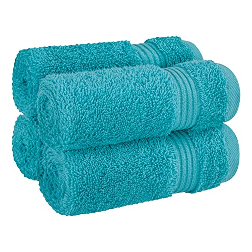 Cotton Paradise 100% Cotton Turkish Towel Set, Soft Absorbent Quick Dry, 4 Piece Washcloth Set, Ocean Aqua - color: Ocean Aqua, size: 13"x13"