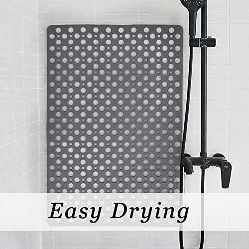 Tiamo TPE Bathtub Mat Non Slip Quick Dry Suction Cups Shower Mat | 35x16 inch long size,machine washable,gray, deal for elderly,pregnant women,kids,smooth surfaces only - color: Grey, size: 35" x 16" (Rectangular)