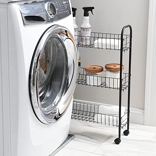 Household Essentials Matte Black Slim, 3 Shelf Storage Cart with Wheels - style: 7" Black - Basic