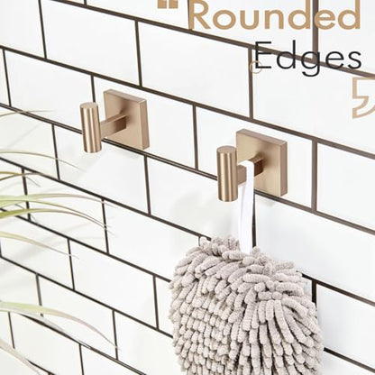 KOKOSIRI Robe Hooks for Bathrooms Towel Hook, Wall Mounted Coat Hooks Bathroom Hardware 2 Pack Champagne Bronze Stainless Steel B1013CPG-P2 - color: Champagne Bronze, size: 2 Pack