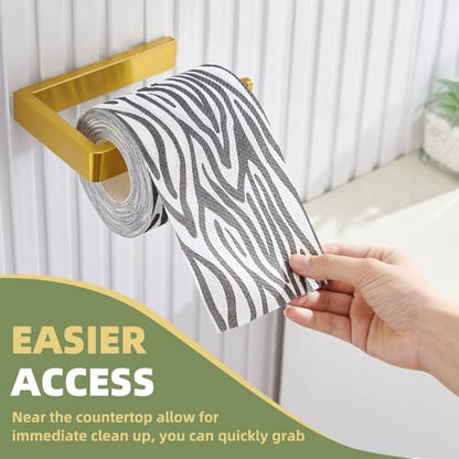 Brushed Gold Toilet Paper Holder, 304 Stainless Steel, Wall Mounted | 304 Stainless Steel, Rustproof for Bathroom Restroom Vanity, Space-saving Tissue Holder, Fits Regular, Large, Mega Rolls - color: Brushed Gold