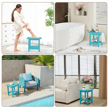HIPS Shower Benches for Inside Shower, Shower Stool with Space-Efficient Storage Shelf, Waterproof Shower Chair Seat for Spa Bathroom(Sky Blue) - color: Sky Blue