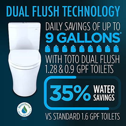 TOTO Aquia IV WASHLET+ Two-Piece Elongated Dual Flush 1.28 and 0.9 GPF Toilet with CEFIONTECT, Cotton White - MS446124CEMGN#01