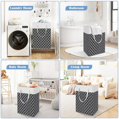 BlissTotes 3-Pack Laundry Basket, Collapsible Laundry Hamper, Black, 100L | Laundry Clothes Hamper, Hampers for Bedroom, Freestanding Hamper with Handles, Clothes Laundry Basket - color: Black, size: 100L