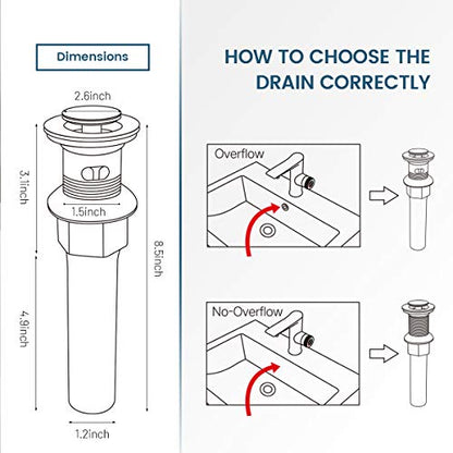REGALMIX Pop Up Drain Stopper, Built-in Anti-Clogging Strainer, Polished Chrome, Fits Standard American Drain Hole (1-1/2" to 1-3/4") - color: Chrome, size: With Overflow