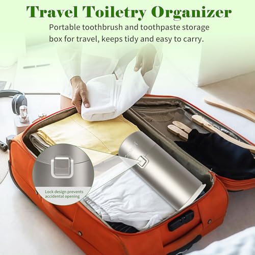 Toothbrush Holders for Bathrooms, Travel Toothbrush Organizer Toothbrush and Toothpaste Holders, 5 Slots Tooth Brushing Holder with Cover for Bathroom Countertop Organizer