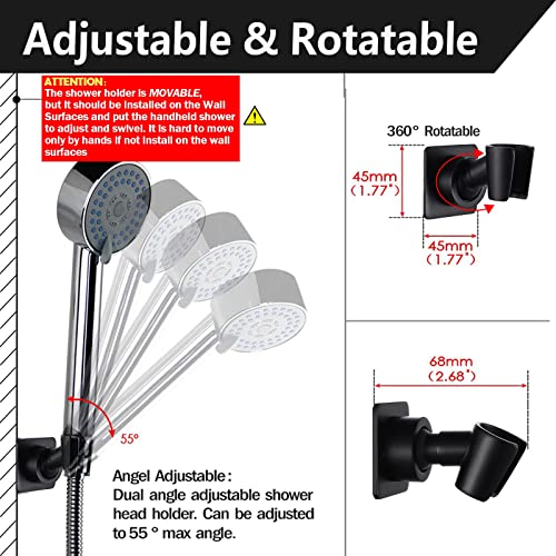 Shower Head Holder All Meta lHandheld Shower Wand Bracket Adhesive Shower Wall Mount Holder Brass Shower Spray Holder Black, Drill Free Glue Installation - color: Black