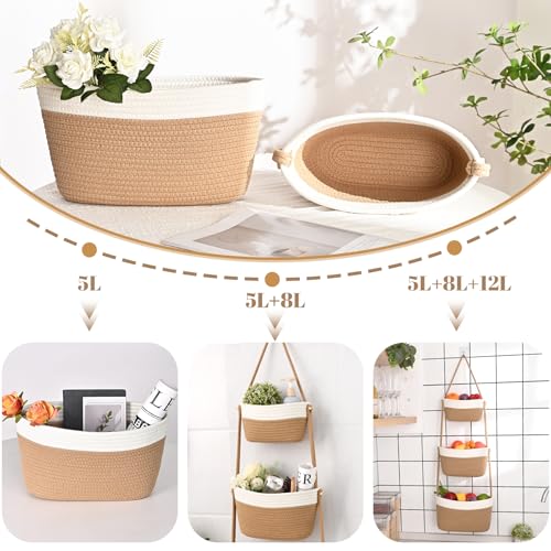Hanging Storage Baskets, Over the Door Basket, Detachable Hanging Door Basket with 4 Hooks, Over the Door Organizer Nursery for Bedroom, Living Room