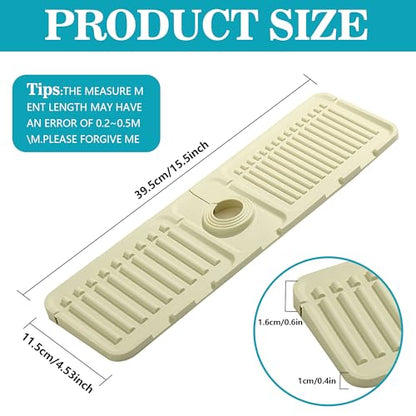 Faucet Mat for Kitchen Sink, Silicone Faucet Handle Drip Catcher Tray Mat, Silicone Kitchen Sink Splash Guard, Ideal Protective Tray for Stone Sinks in Kitchen & Bathroom - color: White