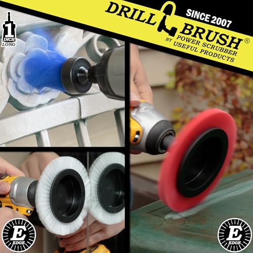 Car Detailing Drill Brushes - Crevice Cleaning Brushes for Household Use | Narrow Gap Cleaner Brush - Concrete Scrubbing Tool - Crevice Brush for Drill - Window Track Cleaning Tools - Gap Cleaner Kit - color: White, Red, Blue