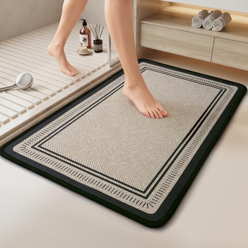 Thin Bathroom Rugs Fit Under Door, Non Slip Bath Mat 20"x31" Brown | Absorbent Quick Dry Bath Mats for Bathroom, Rubber Backing Bath Rugs, Low Pile Shower Mat Outside Shower, Sink, Easy Clean - color: Brown, size: 20"x31"