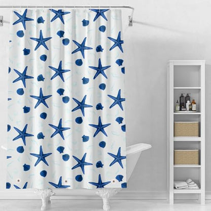 Plastic Shower Liner - Premium PEVA 4G Shower Curtain Liner with Rustproof Grommets and 3 Weighted Magnets, Waterproof Shower Curtain for Bathroom… (Shellfish and Starfish, 72”*72”) - color: Shellfish and Starfish, size: 72”*72”