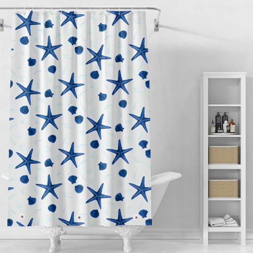 Plastic Shower Liner - Premium PEVA 4G Shower Curtain Liner with Rustproof Grommets and 3 Weighted Magnets, Waterproof Shower Curtain for Bathroom… (Shellfish and Starfish, 72”*72”) - color: Shellfish and Starfish, size: 72”*72”