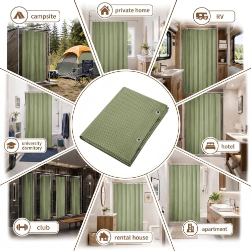 Siiluminisoy Shower Curtain and Liner Set, Waffle Shower Curtain Set with 12 Stainless Steel Hooks, Waterproof Luxury Fabric Shower Curtains for Bathroom and Hotel, Sage Green, 72" W x 72" H - color: Sage Green, size: 72"W x 72"L (Pack of 1)