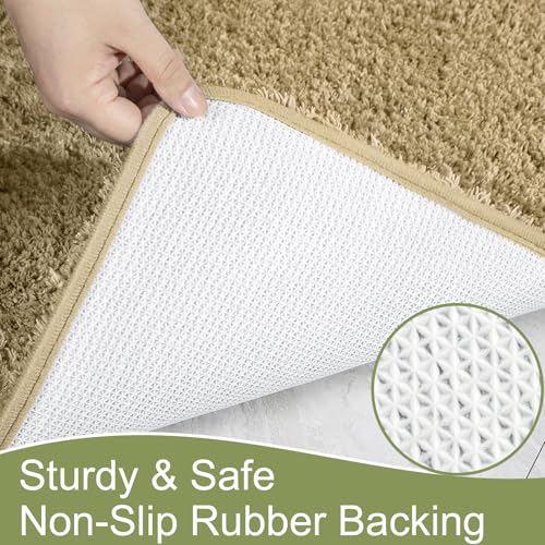 AROGAN Luxury Bathroom Rugs, Thick Soft Non Slip Bath Mat, 24x17 Inch Beige | Absorbent Microfiber Rubber Backing, Quick Dry Bathroom Mat Shower Mat, Machine Washable Plush Carpets - color: Beige, size: 1'5" X 2' (24" X 17")