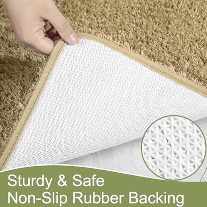 AROGAN Luxury Bathroom Rugs, Thick Soft Non Slip Bath Mat, 24x17 Inch Beige | Absorbent Microfiber Rubber Backing, Quick Dry Bathroom Mat Shower Mat, Machine Washable Plush Carpets - color: Beige, size: 1'5" X 2' (24" X 17")