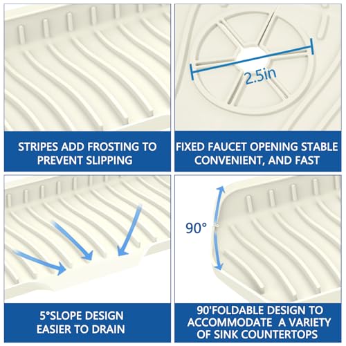Kitchen Sink Splash Guard Gen2-30" x 6'' Silicone Sink Mat Splash Guard fit for Countertop, Bathroom,Farmhouse,RV by EBIGIC (off white) - color: off-white 30in, size: 30”x 6.0”