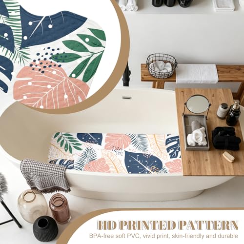 Green Leaf Bathtub Mat Non Slip with Drain Holes and Suction Cups Bath Mat 40x16 Inch Tub Mats Shower Mats for Kids - color: Green Leaf