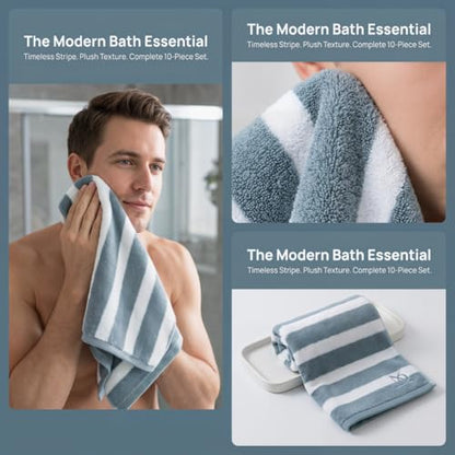 Premium 5-Piece Bath Towel Set | 100% Microfiber Ultra Soft & Quick Dry | Large Bath Towels, Hand Towels & Washcloths for Bathroom, Spa, Gym, | 1 Bath, 2 Hand, 2 Washcloths | Green - color: Green, size: 5 Pcs
