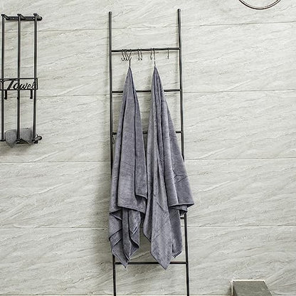 JML Microfiber Bath Towel 2 Pack(30" x 60"), Oversized Thick Towels, Soft, Super Absorbent and Fast Drying, No Fading Multipurpose Use for Sports, Travel, Fitness, Yoga, 30 in 60 in, Grey Count | Microfiber, Hanging Loop, Oversized, Soft & Absorbent, Fast