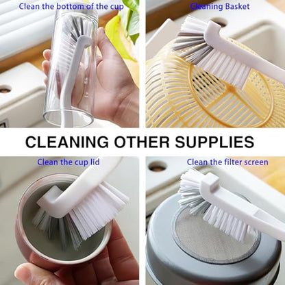 GTOTd Kitchen Right Angle Scrub Grout Small Cleaning Brush（2 Pack） | Kitchen Gadgets Gifts for Bottle Bathroom Brushes Household Pot Pan Dishwasher Edge Corners Deep Brush with Stiff Bristles