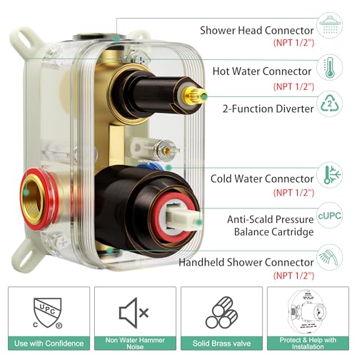 SR SUN RISE Shower Faucet - 16 Inch Multifunctional High Pressure Shower Head System with Handheld Shower Head Fixtures - Valve Included - Oil Rubbed Bronze - color: Oil Rubbed Bronze, size: 16 Inch