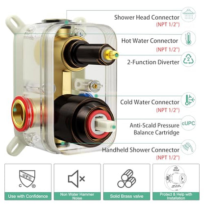 SR SUN RISE Shower Faucet - 16 Inch Multifunctional High Pressure Shower Head System with Handheld Shower Head Fixtures - Valve Included - Oil Rubbed Bronze - color: Oil Rubbed Bronze, size: 16 Inch