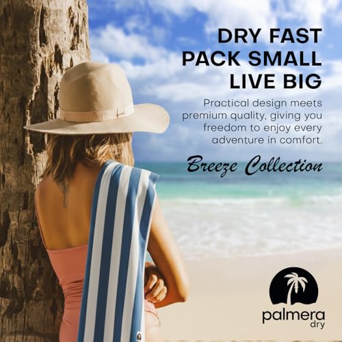 Microfiber Quick-Dry Travel Towel – Super Absorbent, Lightweight, Compact – Sand Resistant, Soft, Packable + Mesh Carry Bag – Beach, Pool, Gym, Camping & Yoga (Blue/White) - color: Blue/White