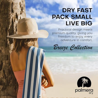 Microfiber Quick-Dry Travel Towel – Super Absorbent, Lightweight, Compact – Sand Resistant, Soft, Packable + Mesh Carry Bag – Beach, Pool, Gym, Camping & Yoga (Blue/White) - color: Blue/White