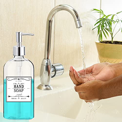 Clear Soap Dispenser with Rust Proof Pump, Waterproof Labels (2 Pack,16 Oz), Plastic Hand Soap Dish Soap Dispenser for Kitchen Bathroom - color: Clear