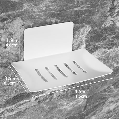 2 Pack Soap Dishes for Bathroom, Bar Soap Holder with Self Draining Tray, Soap Tray for Shower Wall, 5 Slot Self-Adhesive Soap Container (White) - color: White 2pack