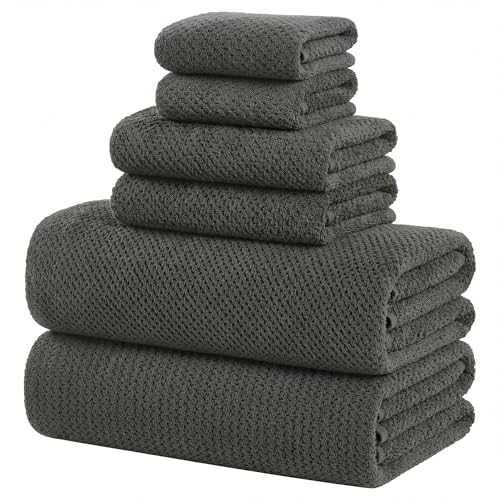 Extra Large Bath Sheets Set 6-Piece, 2 Bath Towels 40x80 Inches, 2 Hand Towels, 2 Washcloths, Soft Absorbent Quick Dry Microfiber Towels for Bathroom Beach Pool Gym Spa, Charcoal Gray - color: 04: Charcoal Gray, size: Bath Sheets Set-6 Pack
