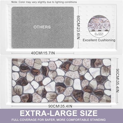 Non Slip Shower Bathtub Mat:36x16 Inch Bathtub Mat Non Slip with Drain, Soft Loofah Shower Mats for Inside Shower, Anti Slip, Foot Scrubber - color: Pebble, size: 36" x 16" (Rectangular)