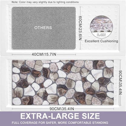 Non Slip Shower Bathtub Mat:36x16 Inch Bathtub Mat Non Slip with Drain, Soft Loofah Shower Mats for Inside Shower, Anti Slip, Foot Scrubber - color: Pebble, size: 36" x 16" (Rectangular)
