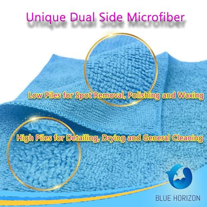 Microfiber Cleaning Towels, Pack of 24, Ultra Soft Plush Washcloth, All Purpose Premium Microfiber Detailing Cleaning Cloths Reusable Shop Towels (16" x 16", Sky Blue) - color: Sky Blue