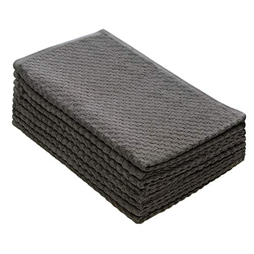COTTON CRAFT Amazing Kitchen Towels - 8 Pack 100% Cotton Waffle Terry Towel | Charcoal - 16x28 Euro Café Waffle Weave Dish Towels - Soft Absorbent Quick Dry Low Lint Reusable Pantry Bar Cleaning Cloth - color: Charcoal, size: 8 Pack