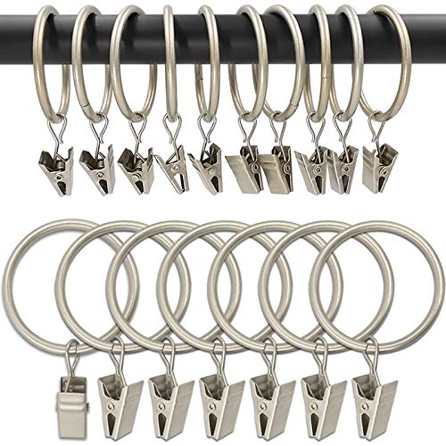 100 Pack Metal Curtain Rings with Clips, Drapery Clips Hooks, Decorative Curtain Rod Clips 1.5 in Interior Diameter, Matte Silver - color: Matte Silver, size: 1.5" I D 100 Pack