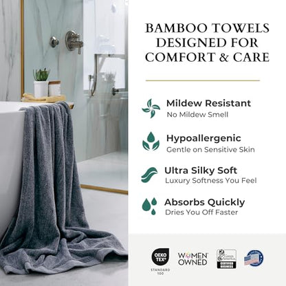 Luxury Bath Sheet Towels, Extra Large Bathroom Towel, 37x70 Viscose Derived from Bamboo & Cotton, Super Absorbent & Fast Drying Plush Bath Sheets - Charcoal - color: Charcoal, size: Sheet