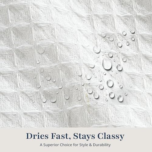 LANE LINEN Classic Hotel Shower Curtain for Bathroom - 72W x 72H - Luxury Waffle Weave - Heavyweight Fabric that Hangs Well, Water Repellent & Quick Dry - Header with Stainless Steel Grommets - White - color: 04: Waffle - White, size: 72"W x 72"L (Pack of