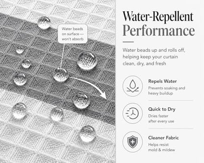 Dainty Home Ombre Waffle Weave Shower Curtain 70 x 72 Grey Textured Fabric Shower Curtain, Hotel Style Waffle Weave Bathroom Curtain, Water Resistant Polyester Ombre Shower Curtain - color: Grey Smoke