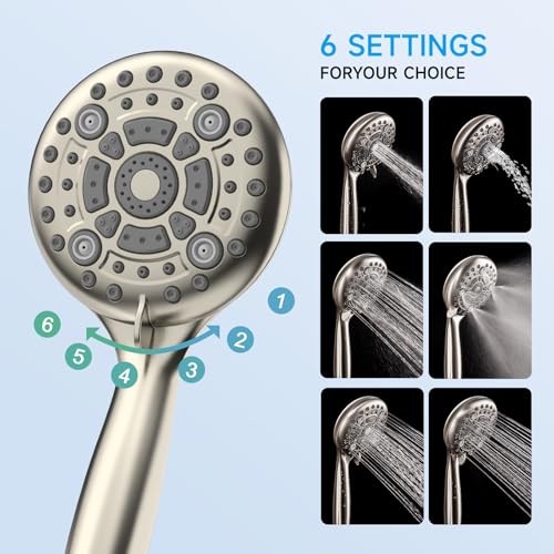 EMBATHER 10'' Shower System with Handheld Trim Kit, Brushed Nickel | 2-IN-1 Shower Faucet Set, 8-Mode Shower Head, 6-Setting Handheld Spray, Pressure-balanced Valve & Trim Kit - color: Brushed Nickel, size: 10 Inch
