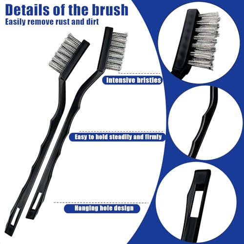 15PCS Mini Stainless Steel Wire Brush Set, Curved Handle Masonry Brushes, Wire Bristle Scratch Brush for Cleaning Welding Slag, Rust, Paint, Metal, Wood, Rust Remover Tool