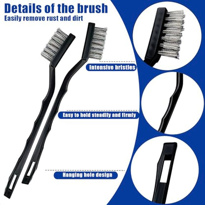 15PCS Mini Stainless Steel Wire Brush Set, Curved Handle Masonry Brushes, Wire Bristle Scratch Brush for Cleaning Welding Slag, Rust, Paint, Metal, Wood, Rust Remover Tool