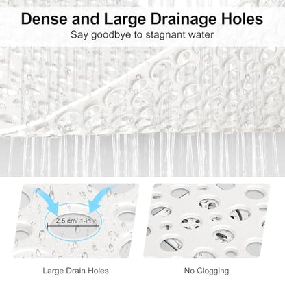 Non Slip Shower Mat with Suction Cups, 31.5x47.2 Inch Quick Drain TPE Anti Slip Shower Mats for Inside Shower, Large Shower Stall Mat Soft on Feet, Easy to Dry&Cut Machine Washable - color: White, size: 31.5" x 47.2" (Rectangular)