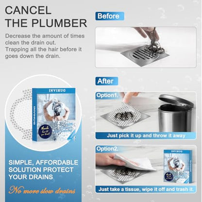 25 Pack, Disposable Shower Drain Hair Catcher Mesh Stickers, Disposable Hair Drain Catcher.(White,4.1inch), Hc2-4.1inRound-25
