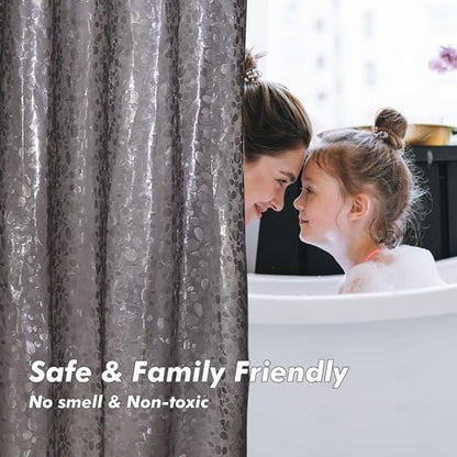 Bostofy Waterproof Shower Curtain Liner EVA 8G - Rust-Proof Hooks, Heavy-Duty Magnets - Enhance Your Bathroom with Durability and Elegance, 72L x 84H Inches - color: Black Stone, size: 72"W x 84"L (Pack of 1)