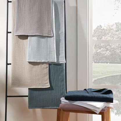 UCHINO Waffle Twist 6-Piece Cotton Towel Set Absorbent Quick Dry, Grey - color: Grey, size: Towel Set - 2 Bath, 2 Hand, 2 Washcloths