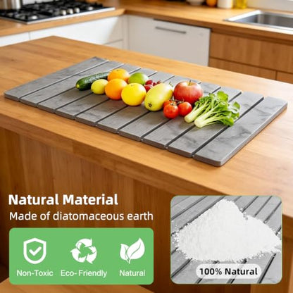 Large Stone Dish Drying Mat for Kitchen Counter, 24"×16" Foldable Quick Drying Mat, Absorbent Diatomaceous Earth Drying Mat for Bottles Cups Dishes, Match Any Countertop (Gray Marble, 24" x 16") - color: Gray Marble