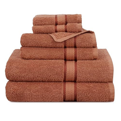 COTTON CRAFT Ultra Soft 6 Piece Towel Set - 100% Cotton Towels - Mocha | Absorbent 580 GSM Quick Dry Everyday Premium Luxurious Bathroom Towels - 2 Large Bath Towels, 2 Hand Towels, 2 Washcloths - color: Mocha, size: 6 Piece Towel Set